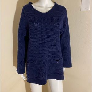 CHANEL Navy Blue Knit Blouse